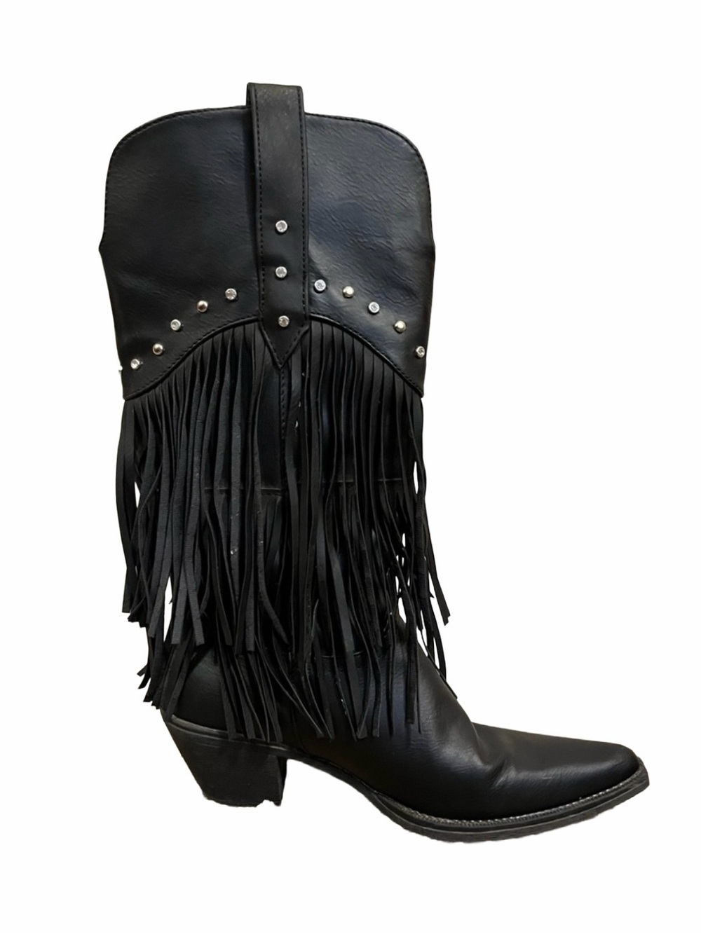 Black Fringe Western Cowboy Boots - Women